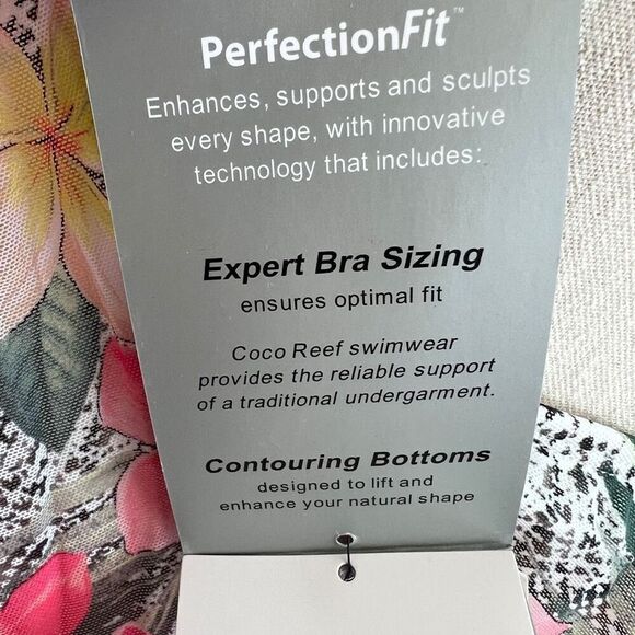 Coco Reef NWT Tropical Floral Mesh Halter Tankini Swim Top Size 38D - Picture 11 of 16